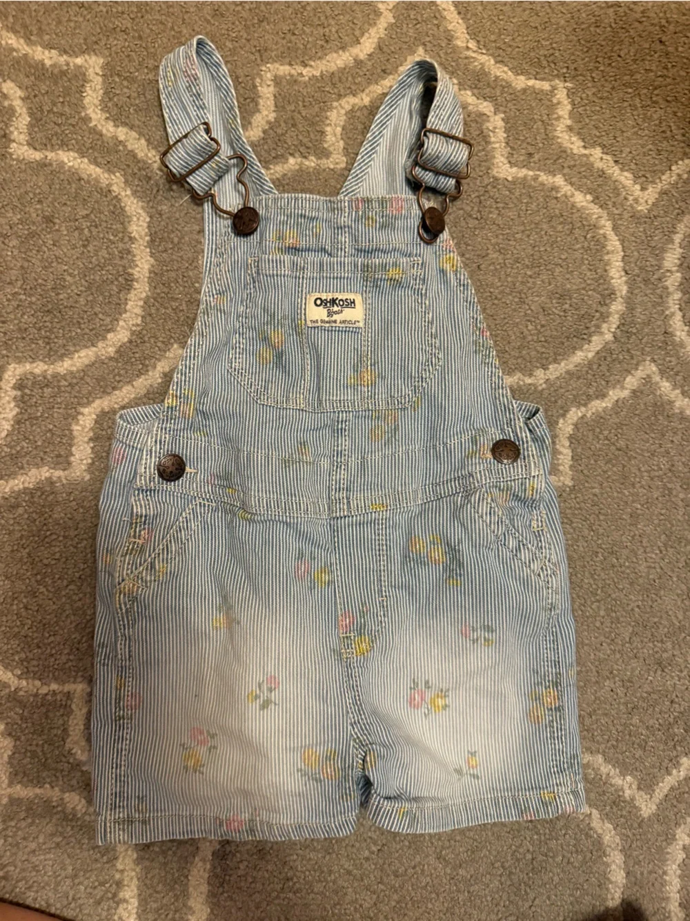 Osh Kosh Shortall Girls Blur and White Stripe with Floral